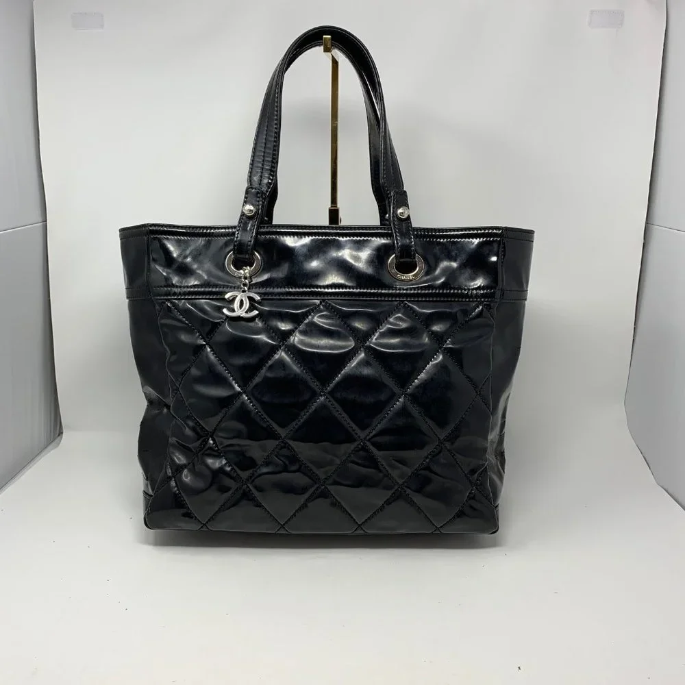 authentic CHANEL Paris Biarritz Black Lea…